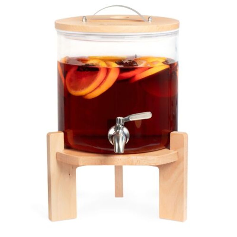 Casa si Gradina/Bucatarie si vesela/Accesorii bar/Carafe si decantoare - Dozator de bauturi din sticla Navaris cu robinet si stand, 5 l, Maro, 46785.04 - Infinity.ro