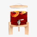 Casa si Gradina/Bucatarie si vesela/Accesorii bar/Carafe si decantoare - Dozator de bauturi din sticla Navaris cu robinet si stand, 5 l, Maro, 46785.04 - Infinity.ro