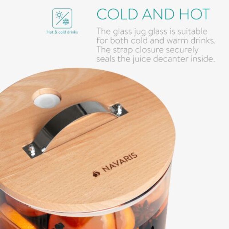 Casa si Gradina/Bucatarie si vesela/Accesorii bar/Carafe si decantoare - Dozator de bauturi din sticla Navaris cu robinet si stand, 5 l, Maro, 46785.04 - Infinity.ro