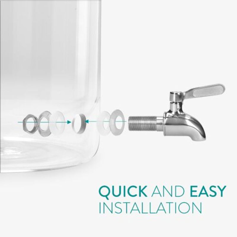 Casa si Gradina/Bucatarie si vesela/Accesorii bar/Carafe si decantoare - Dozator de bauturi din sticla Navaris cu robinet si stand, 5 l, Maro, 46785.04 - Infinity.ro