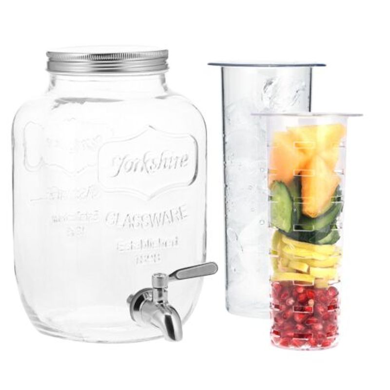Casa si Gradina/Bucatarie si vesela/Accesorii bar/Carafe si decantoare - Dozator de bauturi cu infuzor de fructe si insertie de gheata Navaris, 4 l, 52425.01 - Infinity.ro