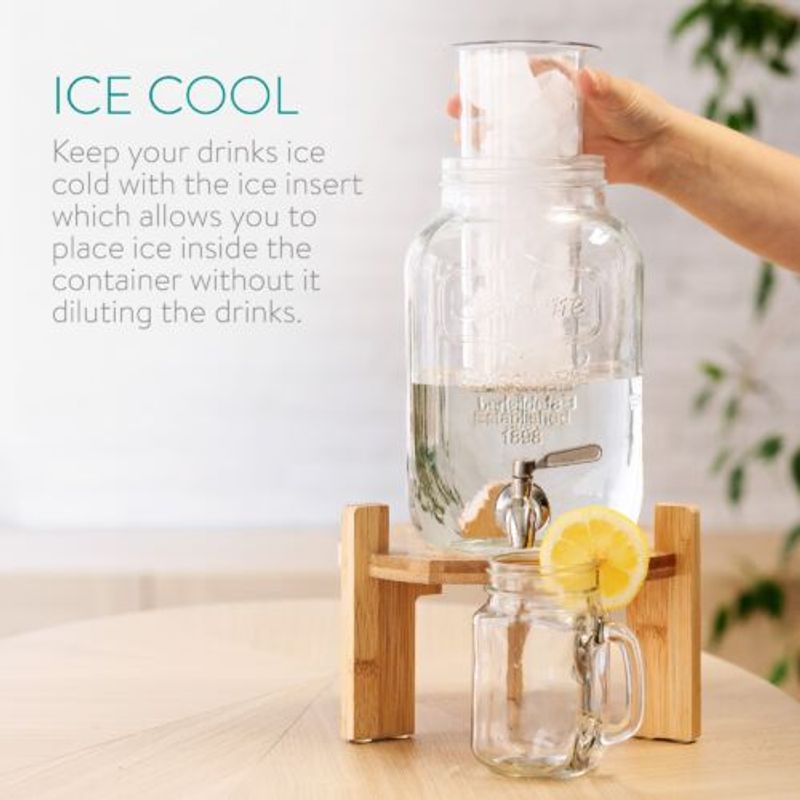 Casa si Gradina/Bucatarie si vesela/Accesorii bar/Carafe si decantoare - Dozator de bauturi cu infuzor de fructe si insertie de gheata Navaris, 4 l, 52425.01 - Infinity.ro