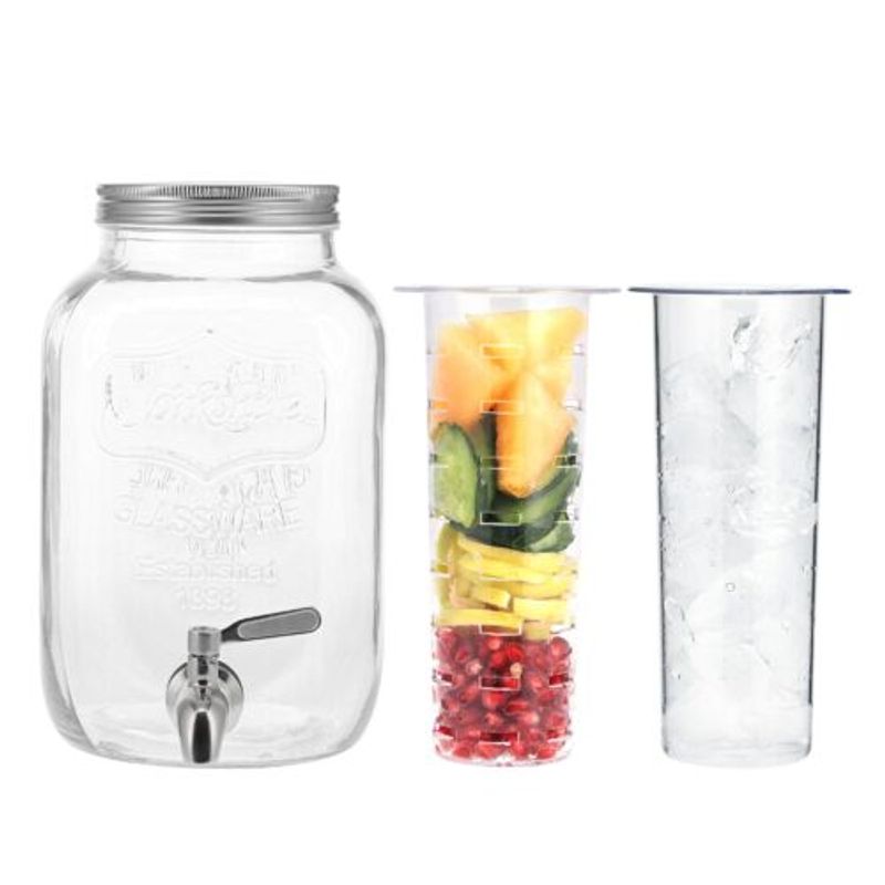 Casa si Gradina/Bucatarie si vesela/Accesorii bar/Carafe si decantoare - Dozator de bauturi cu infuzor de fructe si insertie de gheata Navaris, 4 l, 52425.01 - Infinity.ro