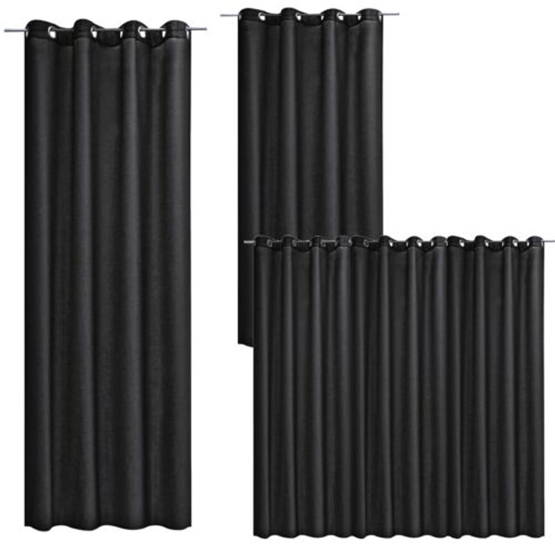 Casa si Gradina - Textile si covoare - Perdele si draperii - Perdele - Perdea opaca Stella cu inele Jemidi, 300 x 245 cm, Negru, Poliester, 55288.01.01 - Infinity.ro