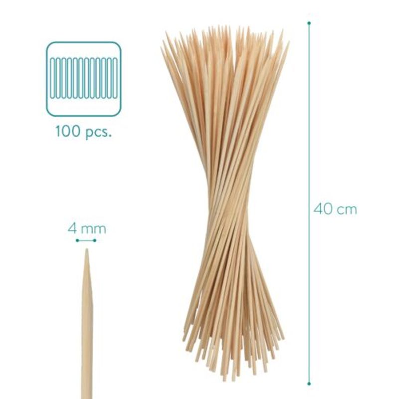 Casa si Gradina - Gradina si terasa - Gratare si accesorii - Accesorii gratare - Set 100 Frigarui Navaris din bambus, 400 x 4mm, 49149.01 - Infinity.ro
