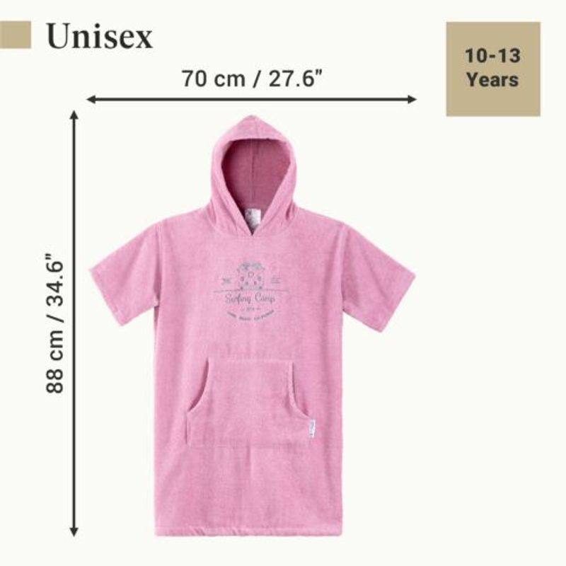 Casa si Gradina - Textile si covoare - Textile baie - Halate de baie - Poncho de baie pentru copii Homelevel, 10-13 ani, Roz, Bumbac organic, 54980.43 - Infinity.ro