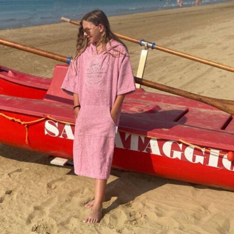 Casa si Gradina - Textile si covoare - Textile baie - Halate de baie - Poncho de baie pentru copii Homelevel, 3-5 ani, Roz, Bumbac organic, 54980.44 - Infinity.ro