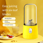 Electronice si Electrocasnice - Electrocasnice bucatarie - Mixere, tocatoare & roboti de bucatarie - Blendere si mini tocatoare - Mini Blender Electric, MYRIVER, 35W, 1800 RPM, portabil, multifunctional, 410 ml, 6 Lame 3D, acumulator, galben - Infinity.ro