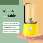 Electronice si Electrocasnice - Electrocasnice bucatarie - Mixere, tocatoare & roboti de bucatarie - Blendere si mini tocatoare - Mini Blender Electric, MYRIVER, 35W, 1800 RPM, portabil, multifunctional, 410 ml, 6 Lame 3D, acumulator, galben - Infinity.ro