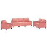 Casa si Gradina - Mobilier - Seturi de mobilier - Seturi living - Set de canapele cu perne, 3 piese, catifea, roz, model 1 - Infinity.ro