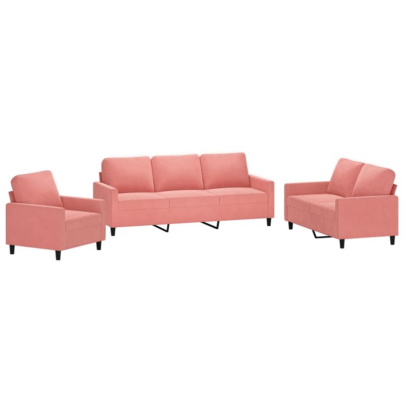 Casa si Gradina - Mobilier - Seturi de mobilier - Seturi living - Set de canapele cu perne, 3 piese, catifea, roz, model 1 - Infinity.ro