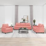 Casa si Gradina - Mobilier - Seturi de mobilier - Seturi living - Set de canapele cu perne, 3 piese, catifea, roz, model 1 - Infinity.ro