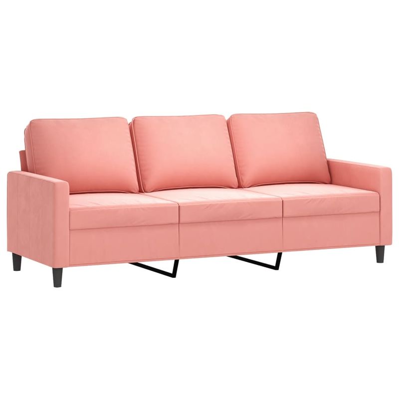 Casa si Gradina - Mobilier - Seturi de mobilier - Seturi living - Set de canapele cu perne, 3 piese, catifea, roz, model 3 - Infinity.ro