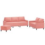 Casa si Gradina - Mobilier - Seturi de mobilier - Seturi living - Set de canapele cu perne, 3 piese, catifea, roz, model 3 - Infinity.ro
