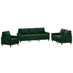 Casa si Gradina - Mobilier - Seturi de mobilier - Seturi living - Set de canapele cu perne, 3 piese, catifea, verde inchis, model 1 - Infinity.ro