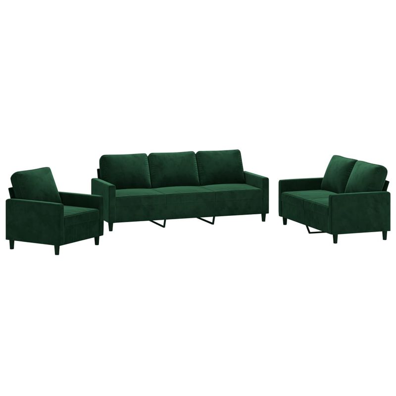 Casa si Gradina - Mobilier - Seturi de mobilier - Seturi living - Set de canapele cu perne, 3 piese, catifea, verde inchis, model 1 - Infinity.ro