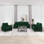 Casa si Gradina - Mobilier - Seturi de mobilier - Seturi living - Set de canapele cu perne, 3 piese, catifea, verde inchis, model 1 - Infinity.ro