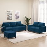 Casa si Gradina - Mobilier - Seturi de mobilier - Seturi living - Set de canapele cu perne, 3 piese, catifea, albastru, model 3 - Infinity.ro