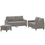 Casa si Gradina - Mobilier - Seturi de mobilier - Seturi living - Set de canapele cu perne, 3 piese, catifea, gri deschis, model 2 - Infinity.ro