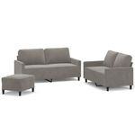 Casa si Gradina - Mobilier - Seturi de mobilier - Seturi living - Set de canapele cu perne, 3 piese, catifea, gri deschis, model 2 - Infinity.ro