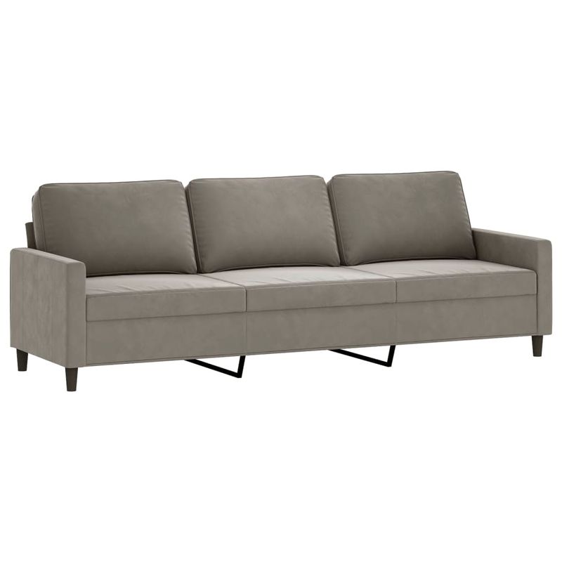 Casa si Gradina - Mobilier - Seturi de mobilier - Seturi living - Set de canapele cu perne, 3 piese, catifea, gri deschis, model 4 - Infinity.ro