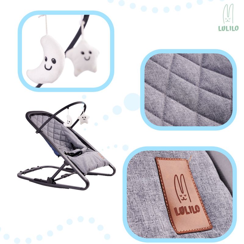 Casa si Gradina - Mobilier - Mobilier copii - Balansoare, leagane si hamace - Balansoar Lulilo, 0-6 luni, poliester si metal, ajustare in 4 trepte, gri - Infinity.ro