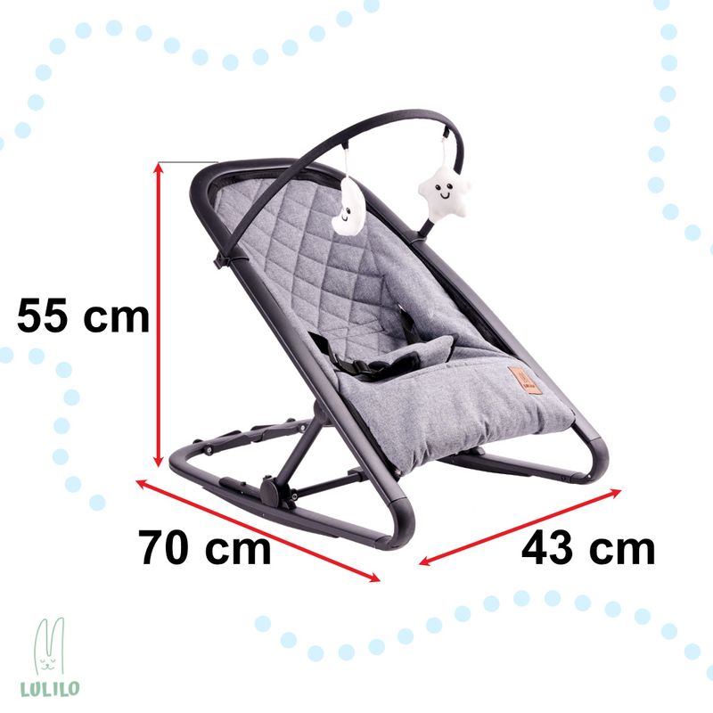 Casa si Gradina - Mobilier - Mobilier copii - Balansoare, leagane si hamace - Balansoar Lulilo, 0-6 luni, poliester si metal, ajustare in 4 trepte, gri - Infinity.ro