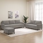 Casa si Gradina - Mobilier - Seturi de mobilier - Seturi living - Set de canapele cu perne, 3 piese, catifea, gri deschis, model 4 - Infinity.ro