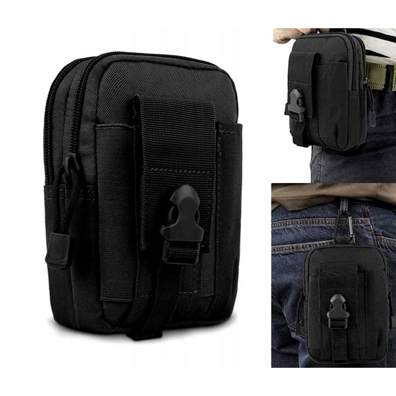 Sport si Outdoor - Articole de voiaj - Rucsacuri - Geanta militara pentru centura de sold, 12x18x6cm, negru - Infinity.ro