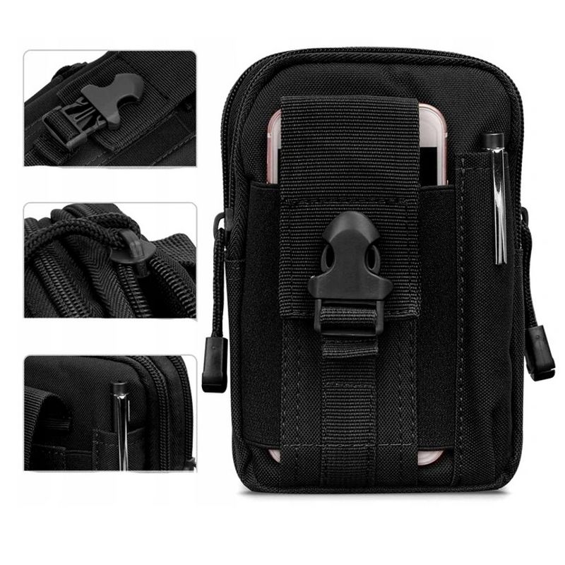 Sport si Outdoor - Articole de voiaj - Rucsacuri - Geanta militara pentru centura de sold, 12x18x6cm, negru - Infinity.ro