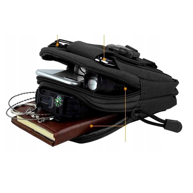 Sport si Outdoor - Articole de voiaj - Rucsacuri - Geanta militara pentru centura de sold, 12x18x6cm, negru - Infinity.ro