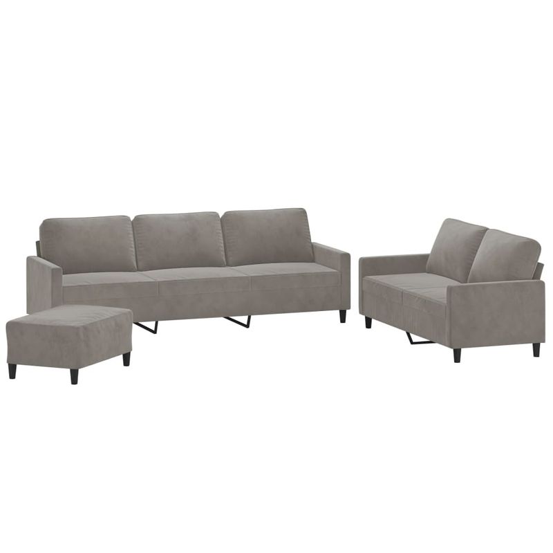 Casa si Gradina - Mobilier - Seturi de mobilier - Seturi living - Set de canapele cu perne, 3 piese, catifea, gri deschis, model 4 - Infinity.ro