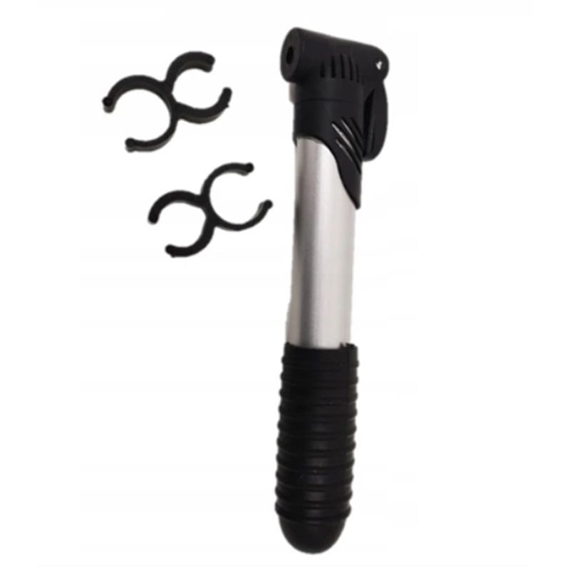 Sport si Outdoor - Ciclism - Accesorii pentru biciclete - Pompe biciclete - Mini pompa de mana pentru bicicleta, 20 cm, negru/argintiu - Infinity.ro