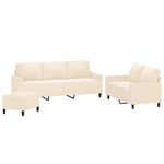 Casa si Gradina - Mobilier - Seturi de mobilier - Seturi living - Set de canapele cu perne, 3 piese, catifea, crem, model 3 - Infinity.ro