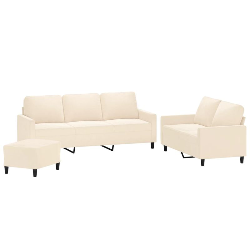 Casa si Gradina - Mobilier - Seturi de mobilier - Seturi living - Set de canapele cu perne, 3 piese, catifea, crem, model 3 - Infinity.ro