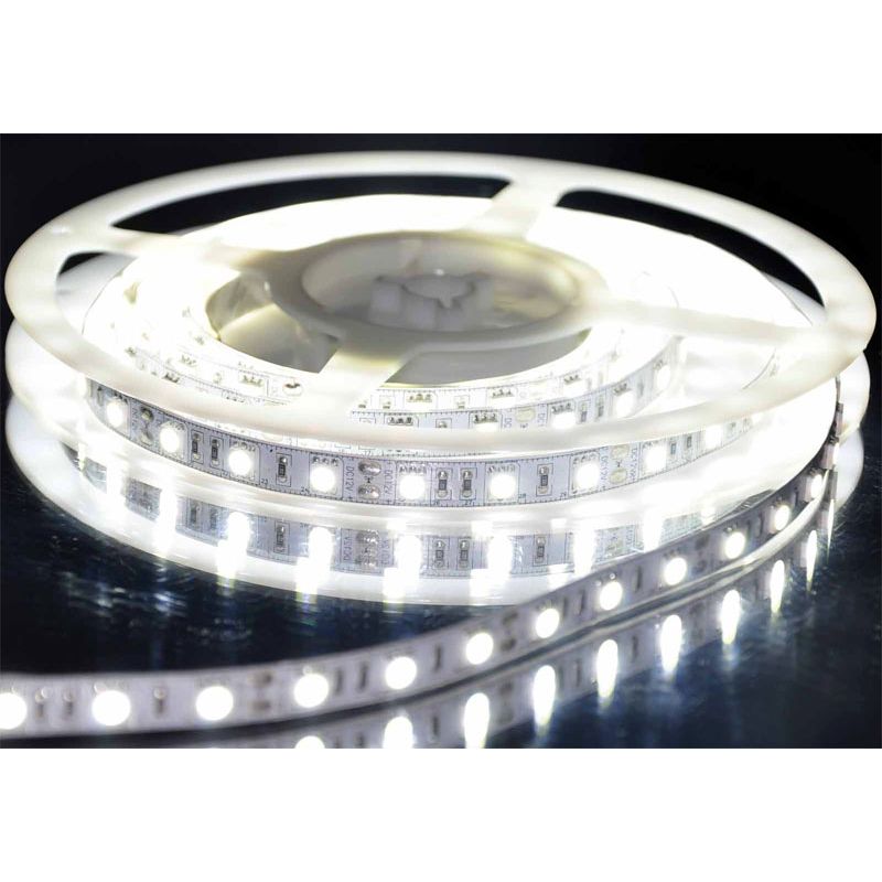 Casa si Gradina - Corpuri si surse de iluminat - Benzi LED - Banda LED impermeabila, A+, 5 m, 12V, 7W, SMD 3528, adaptor de alimentare, alb rece - Infinity.ro