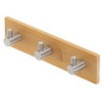 Casa si Gradina - Mobilier - Organizare si depozitare - Cuiere - Cuier autoadeziv, 3 carlige, Lemn, Metal, Bej, Argintiu - Infinity.ro