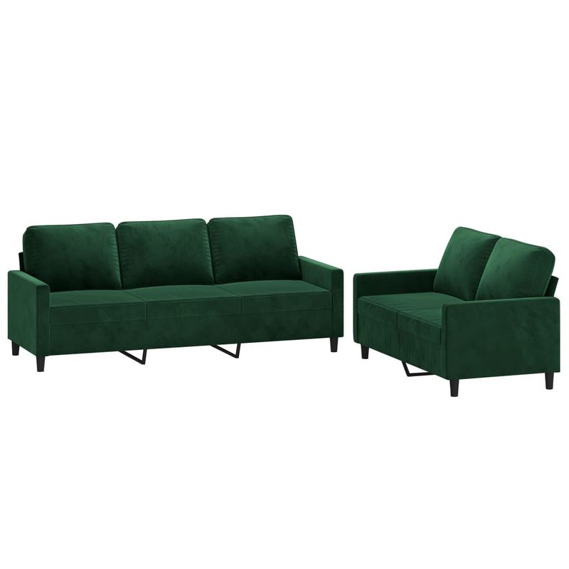 Casa si Gradina - Mobilier - Seturi de mobilier - Seturi living - Set de canapele cu perne, 2 piese, catifea, verde inchis - Infinity.ro