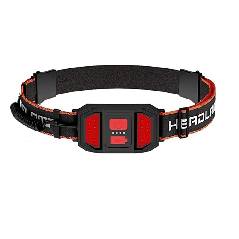 Casa si Gradina - Corpuri si surse de iluminat - Iluminat exterior - Lanterne - Lanterna de cap cu banda LED, reglabila, cablu USB, reincarcabil, negru/rosu - Infinity.ro