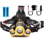 Casa si Gradina - Corpuri si surse de iluminat - Iluminat exterior - Lanterne - Lanterna de cap cu 3 LED-uri, incarcator masina si de retea, negru - Infinity.ro