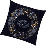 Casa si Gradina/Textile si covoare/Lenjerii de pat/Fete de perna - Fata de perna decorativa Merry Christmas, 40 x 40 cm, cu fermoar, poliester, negru - Infinity.ro
