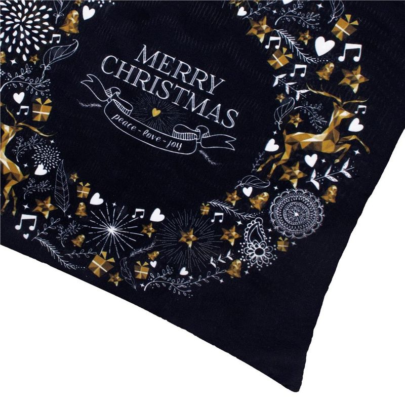 Casa si Gradina/Textile si covoare/Lenjerii de pat/Fete de perna - Fata de perna decorativa Merry Christmas, 40 x 40 cm, cu fermoar, poliester, negru - Infinity.ro