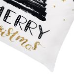 Casa si Gradina/Textile si covoare/Lenjerii de pat/Fete de perna - Fata de perna decorativa Merry Christmas, cu fermoar, 40 x 40 cm, poliester, alb - Infinity.ro