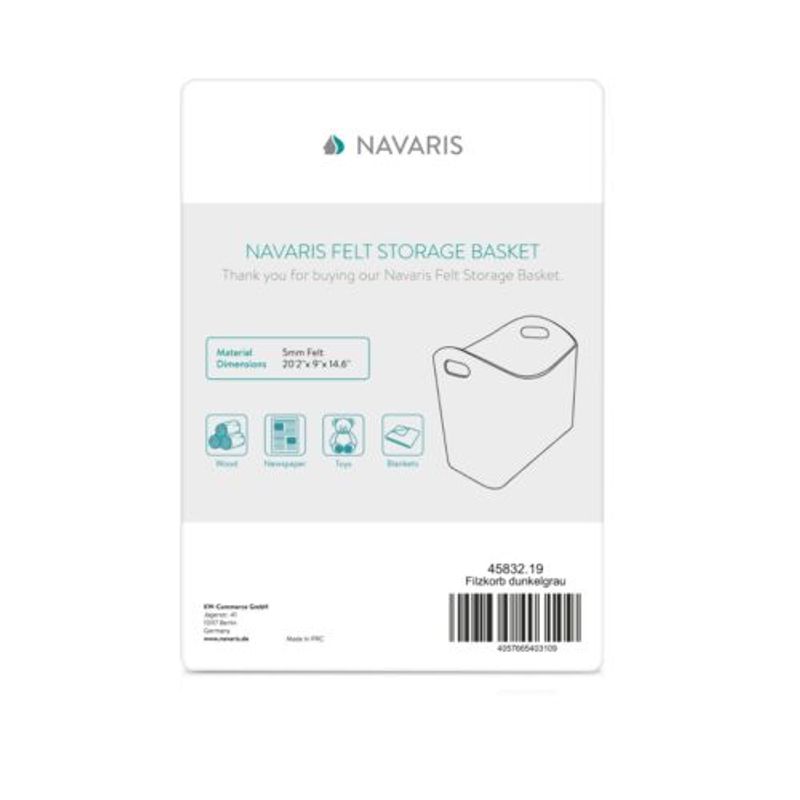 Casa si Gradina - Mobilier - Organizare si depozitare - Cutii depozitare - Cos de depozitare din pasla Navaris Basket, gri, 40 x 23 x 39.5 cm, 45832.19 - Infinity.ro