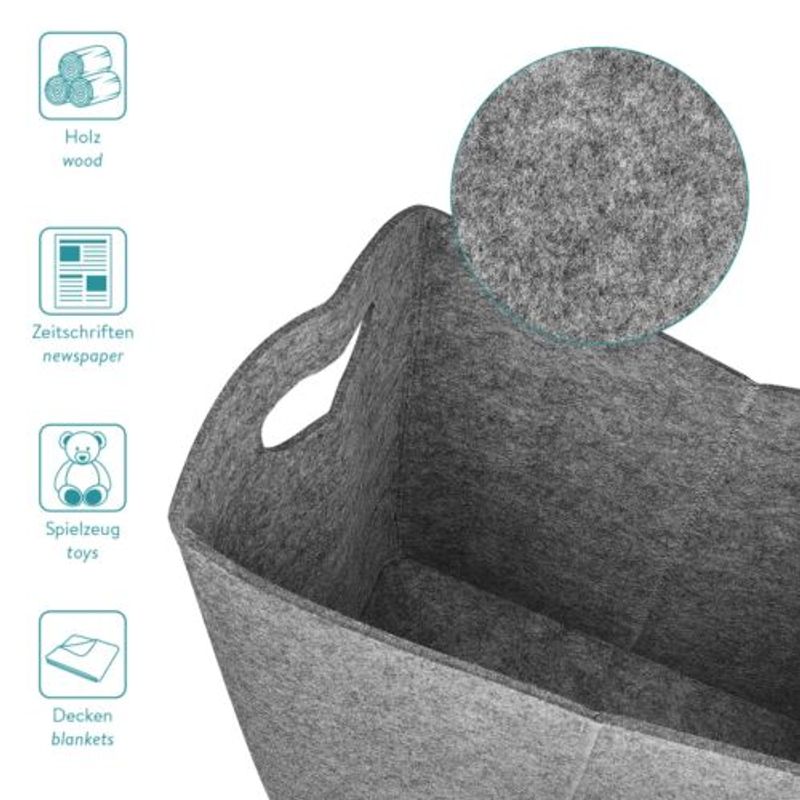 Casa si Gradina - Mobilier - Organizare si depozitare - Cutii depozitare - Cos de depozitare din pasla Navaris Basket, gri, 40 x 23 x 39.5 cm, 45832.19 - Infinity.ro