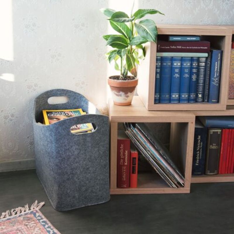 Casa si Gradina - Mobilier - Organizare si depozitare - Cutii depozitare - Cos de depozitare din pasla Navaris Basket, gri, 40 x 23 x 39.5 cm, 45832.19 - Infinity.ro