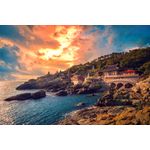 Casa si Gradina - Decoratiuni - Tapet - Tablou canvas Plaja 71 cu templu in asfintit, 105 x 70 cm - Infinity.ro