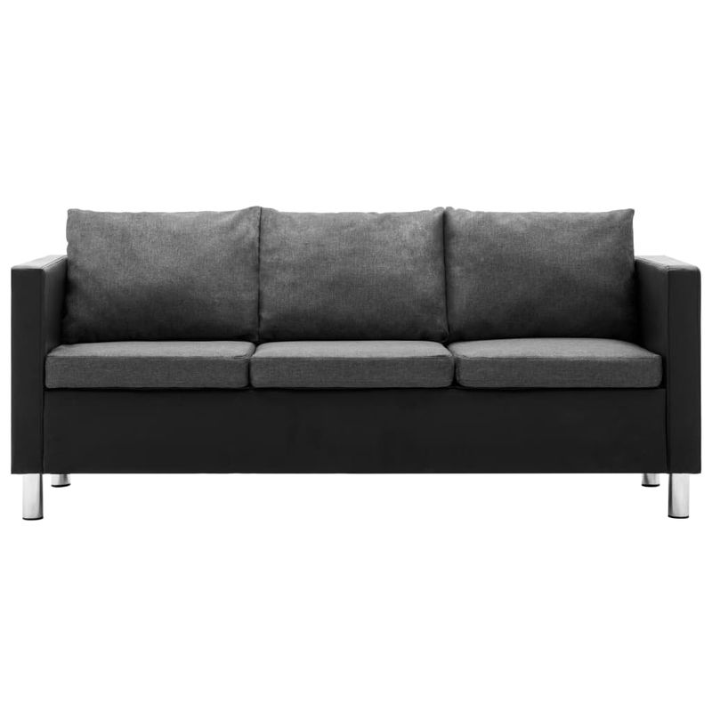 Casa si Gradina - Mobilier - Seturi de mobilier - Seturi living - Set canapea, 3 piese, 3+2+1 locuri, piele ecologica, negru/gri deschis - Infinity.ro