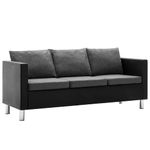 Casa si Gradina - Mobilier - Seturi de mobilier - Seturi living - Set canapea, 3 piese, 3+2+1 locuri, piele ecologica, negru/gri deschis - Infinity.ro