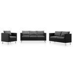 Casa si Gradina - Mobilier - Seturi de mobilier - Seturi living - Set canapea, 3 piese, 3+2+1 locuri, piele ecologica, negru/gri deschis - Infinity.ro